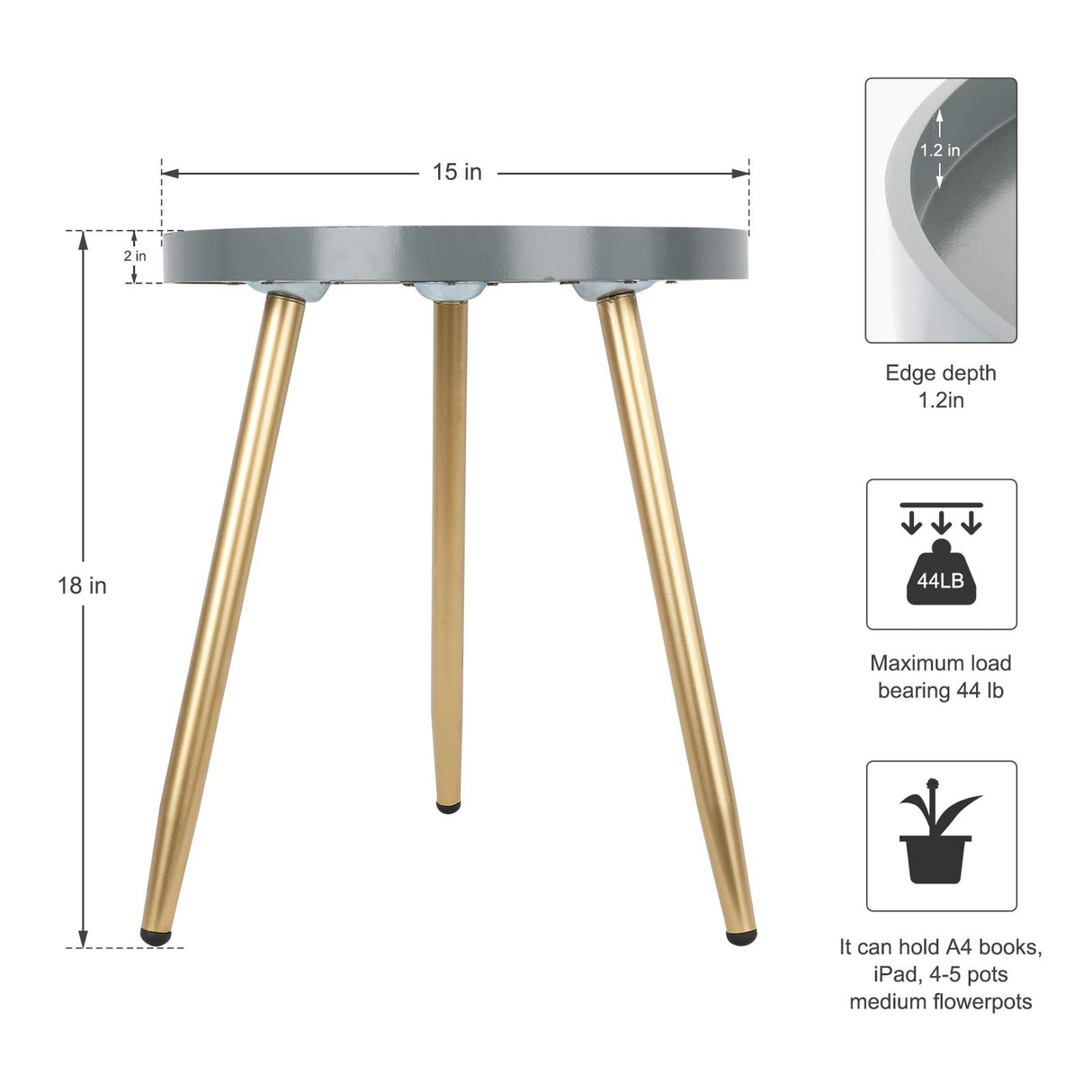 Small Side Table, Round Mid Century Coffee Table for Small Places