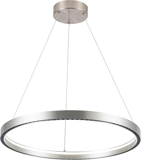 Modern Black Led Pendant Light,36W Dimmable LED Chandelier Lighting Fixture, 1 Ring