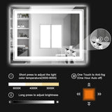 LED Bathroom Mirror, 40"X30" with Front and Backlit, Anti-Fog, Bathroom Vanity Mirror for Wall,