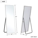 KIAYACI Full Length Floor Mirror with Stand 47"x16" Large Wall Mounted Full Body Mirror Horizontal/Vertical Bedroom Mirror Dressing Mirror Aluminum Alloy Frame Silver