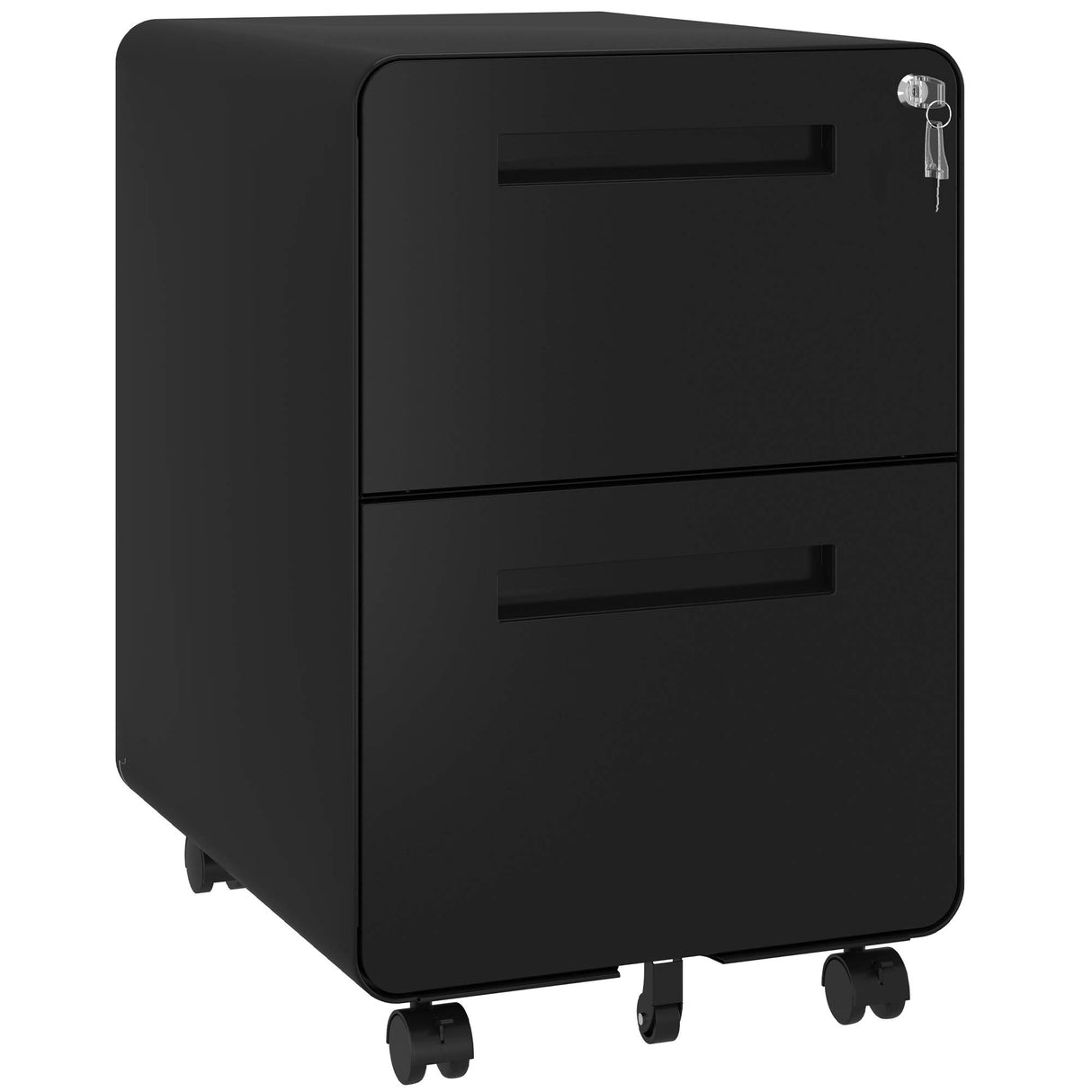 2 Drawer Rolling File Cabinet, Metal Mobile Filing Cabinet with Lock Under Desk