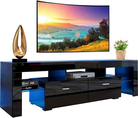 TV Stand for 65+ inch TV 50 55 60 70 Inch with LED Lights and Storage Drawer