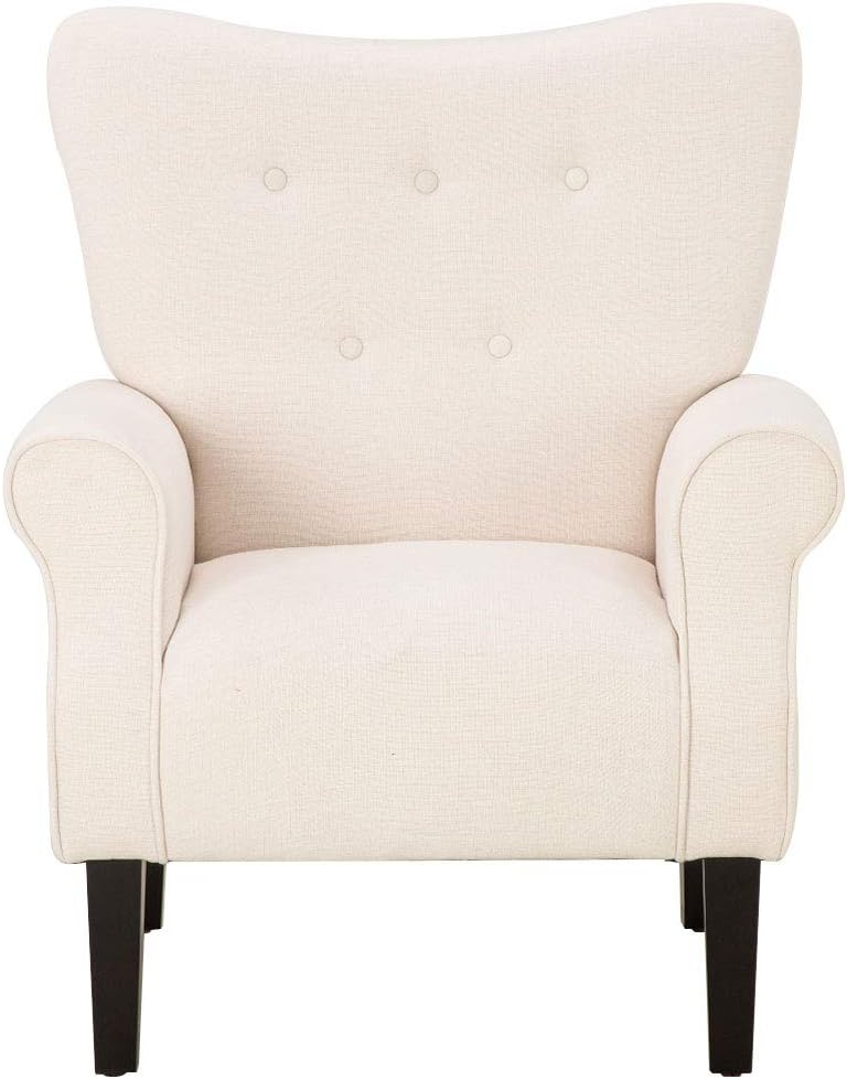 Modern Accent Chair,High Back Armchair,Upholstered Fabric Button Single Sofa