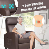 Recliner Chair PU Leather Recliner with Massage Function Small Reclining Chair