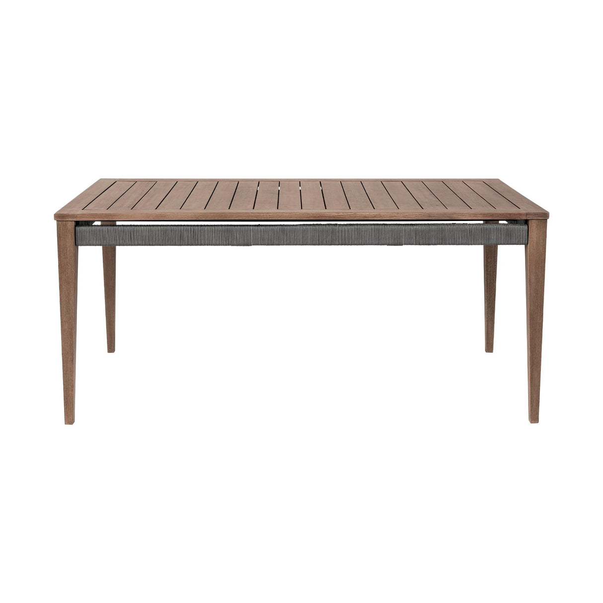 Orbit Modern Outdoor Patio Dining Table, Weathered Dark Gray Eucalyptus