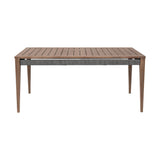 Orbit Modern Outdoor Patio Dining Table, Weathered Dark Gray Eucalyptus
