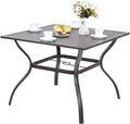 Outdoor Metal Steel Slat Dining Rectangle Table with Adjustable Umbrella Hole