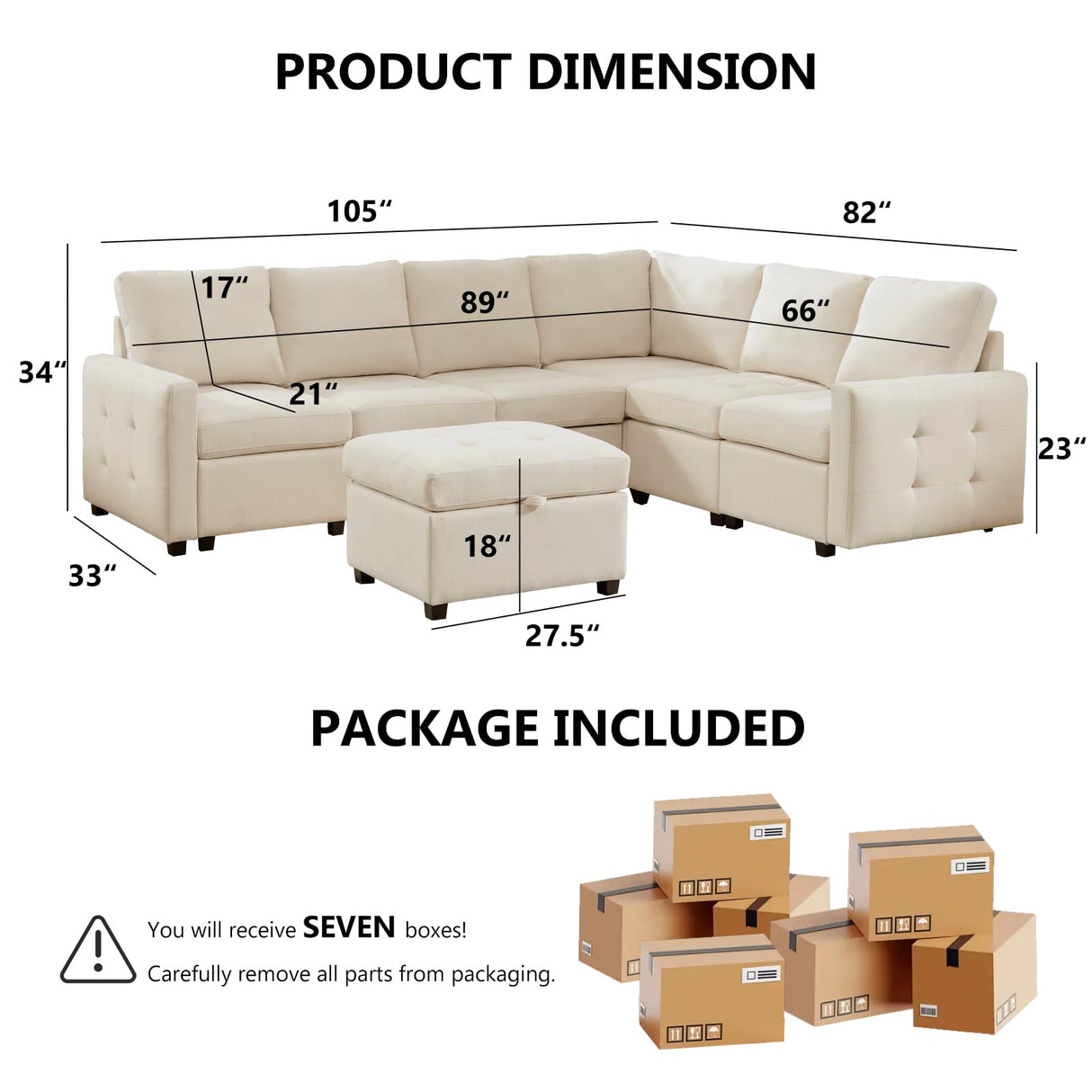 Modular Sectional Sofa with Pull Out Couch Bed, Convertible U Shaped Sofa