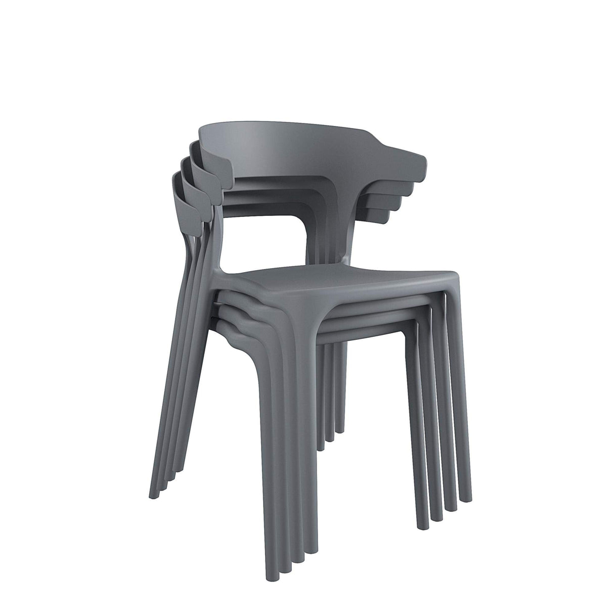Poolside Collection, Felix Stacking Dining Chairs, Indoor/Outdoor, 4-Pack, Charcoal