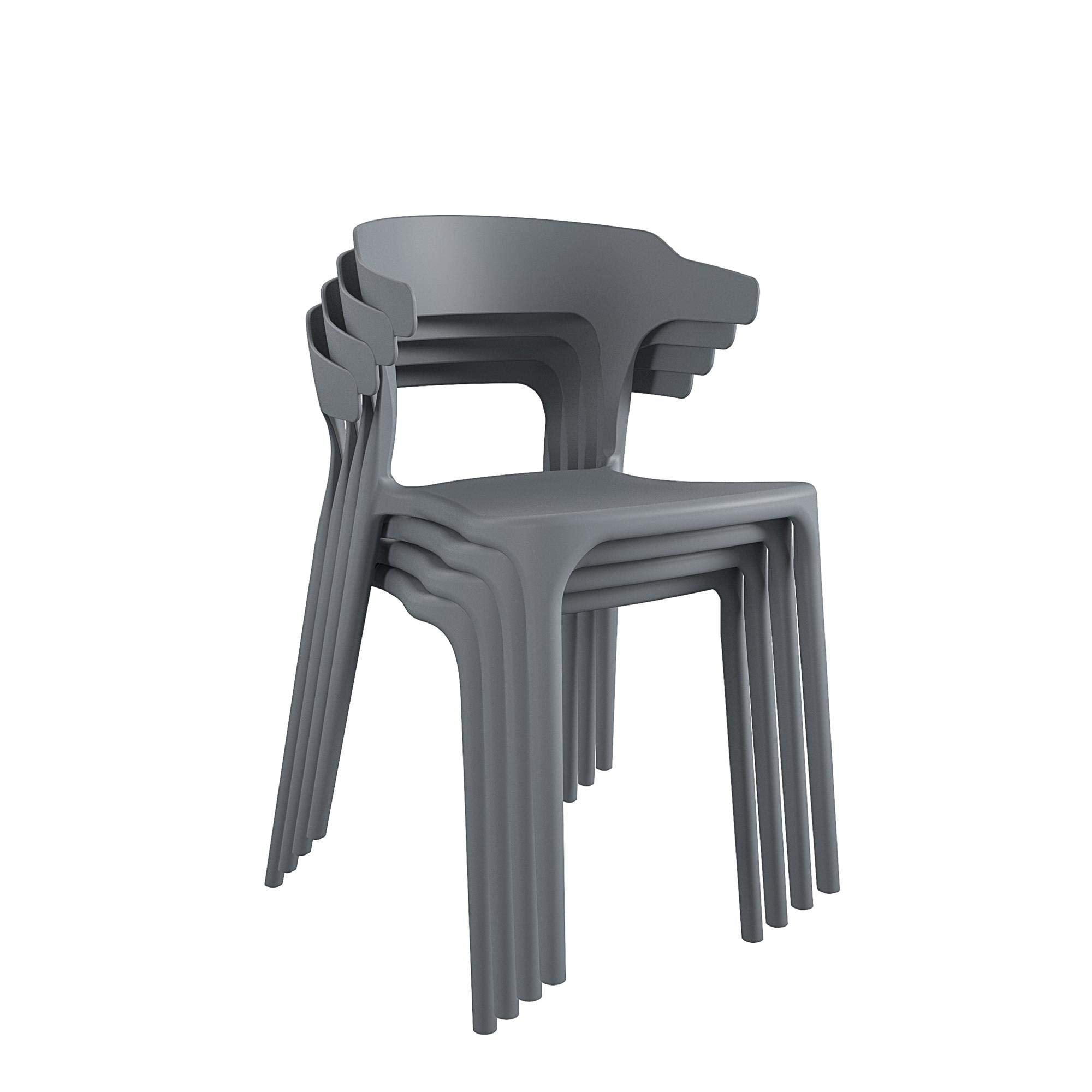 Poolside Collection, Felix Stacking Dining Chairs, Indoor/Outdoor, 4-Pack, Charcoal