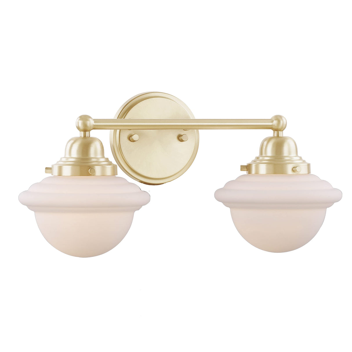 Aspen Creative 62306, Bathroom Vanity 2 Lights Fixture 17-3/8"W x 8-5/8"H x 8-1/4"E. Warm Brass Finish, Bulb Not Included