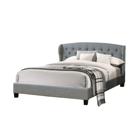 Polyfiber Upholstered Cal Size Bed, California King, Grey