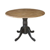 42 Inch Dual Drop Leaf Dining Height Table, Hickory/Washed Coal.