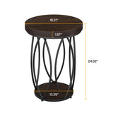 Round Side Table, Small End Table with Storage Shelf