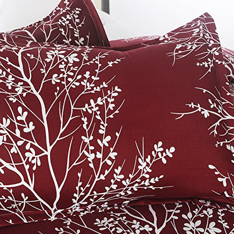 Lightweight Microfiber Duvet Cover Set, Branch and Flowers Print Pattern Design -