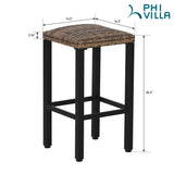 Outdoor Bar Stools Set of 4, 26” Wicker Seat Counter Height Backless Barstools