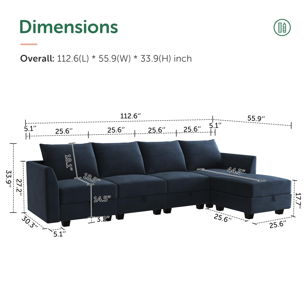 Modular Sectional Sofa Velvet L Shaped Couch with Storage Ottoman Convertible