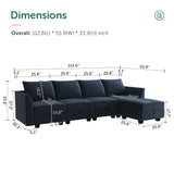 Modular Sectional Sofa Velvet L Shaped Couch with Storage Ottoman Convertible