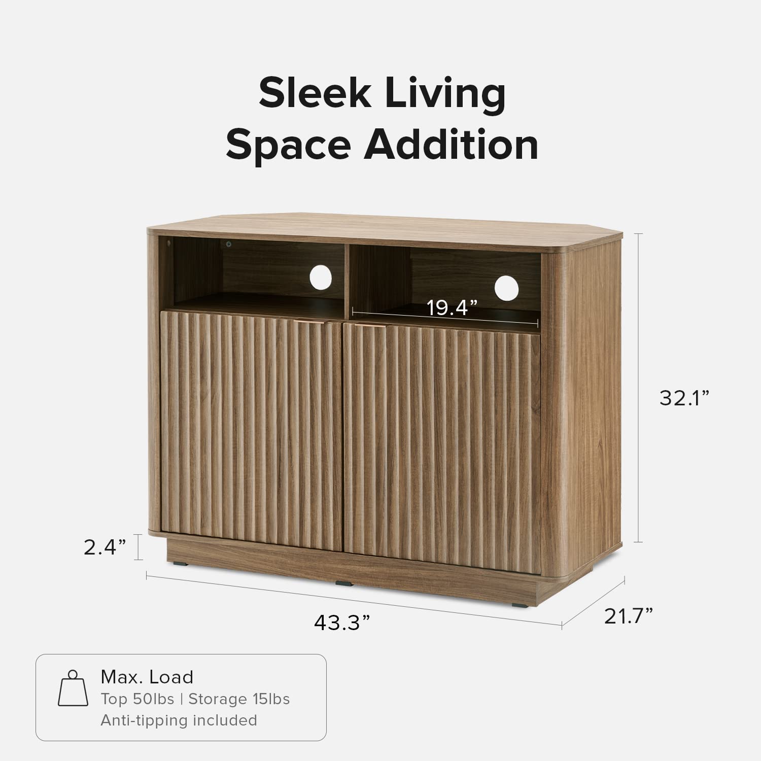 Brooklyn Corner Storage Cabinet, Mid Century Modern Buffet, Entertainment Center,
