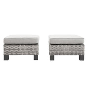 Outdoor Patio Ottomanr Wicker Ottomans for Patio 2 Pieces Rattan Ottoman
