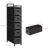 HAITRAL 5 Drawers Narrow Dresser, Fabric Storage Cabinet