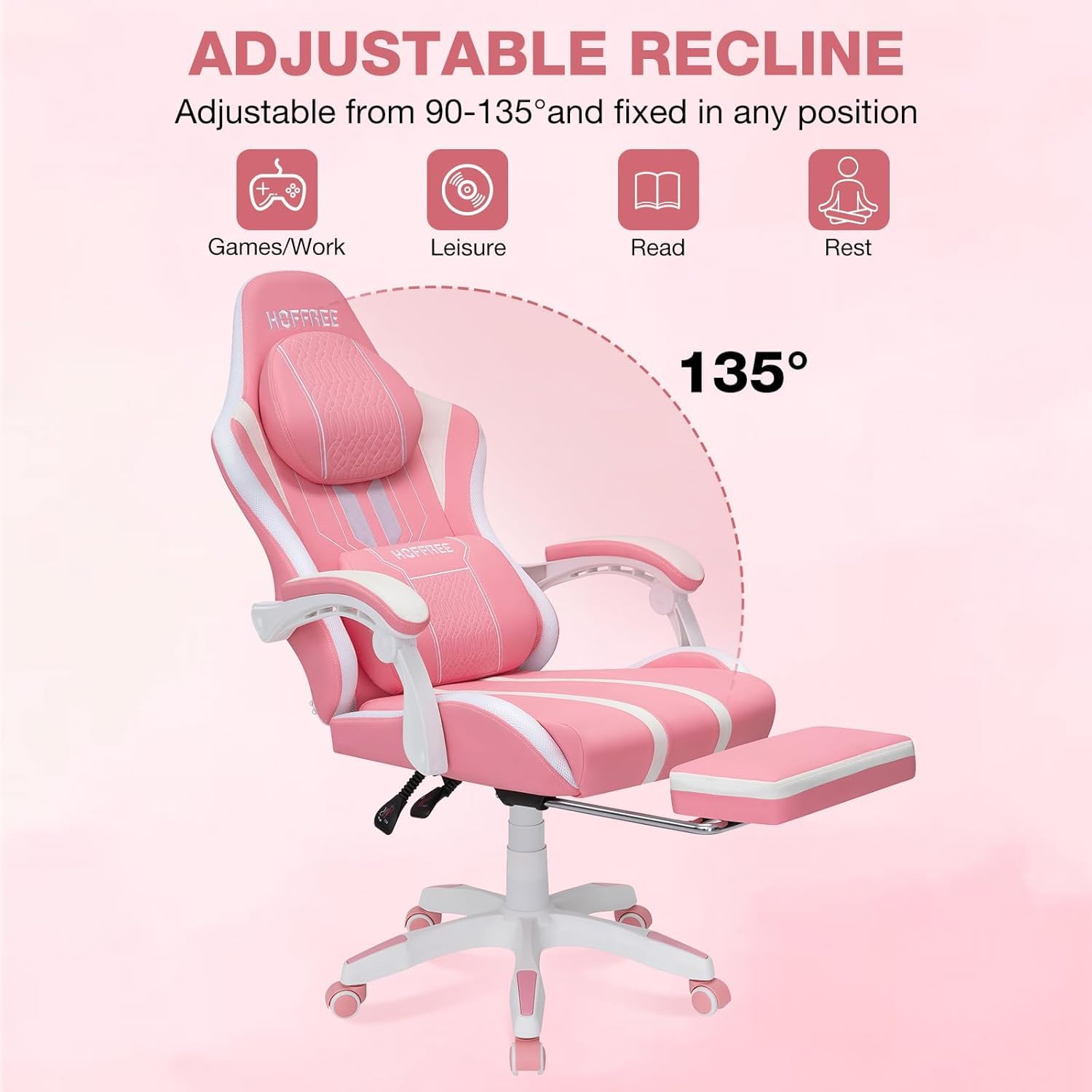 Gaming Chair with Bluetooth Speakers and Massage - Reclining High Back Desk Chair with Footrest, 400lbs Capacity