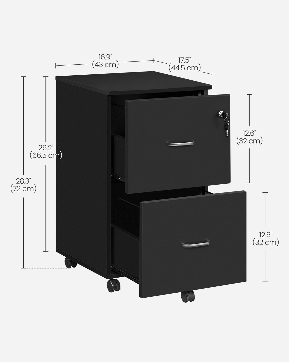 2-Drawer File Cabinet, Locking Wood Filing Cabinet for Home Office