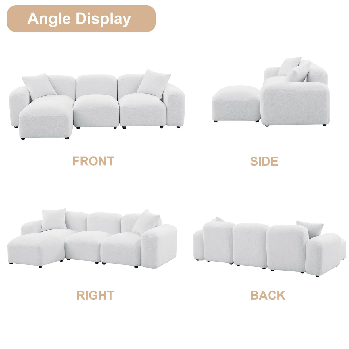 Modular Sectional Sofa, Convertible L Shaped Couch, 94.5" Minimalist Cloud Couches