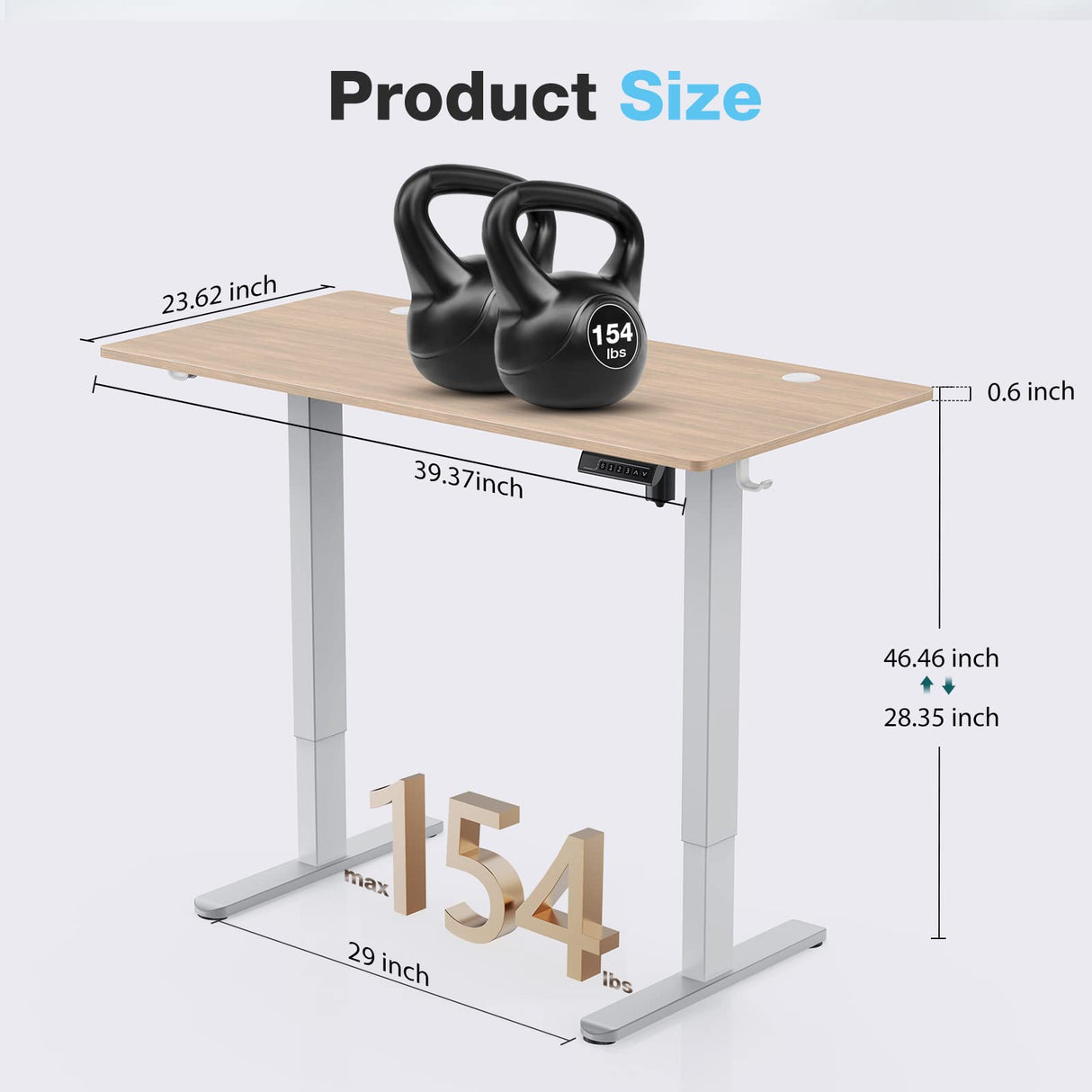 Sweetcrispy Electric Standing Desk, 40 x 24in Adjustable Height Electric Stand up Desk Standing Computer Desk Home Office Desk Ergonomic Workstation with 3 Memory Controller, Bamboo Texture