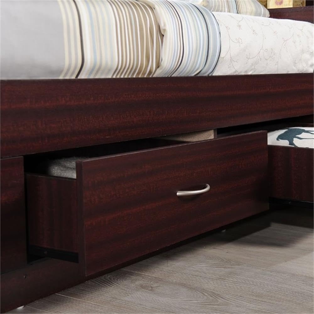 Bed with 3 Drawers in Mahogany