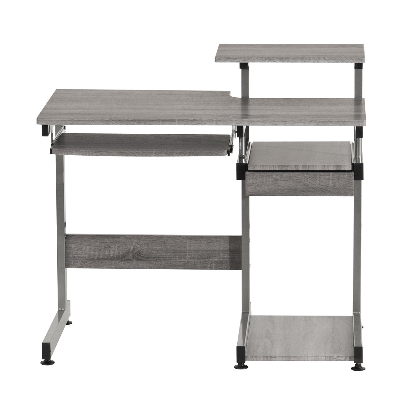Complete Computer Workstation Desk, Gray, 37.75" W x 22" D x 35" H,Grey