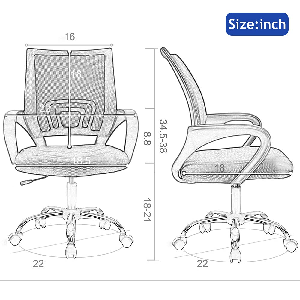 Office Chair Desk Chair with Lumbar Support & Armrest Height, 2 Pack Ergonomic