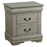 Louis Philippe Wood Nightstand with 2 Drawers in Antique Gray