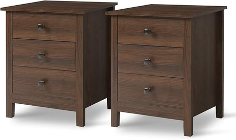 Set of 2 Nightstands for Bedroom - Wood Nightstand Set with Drawers