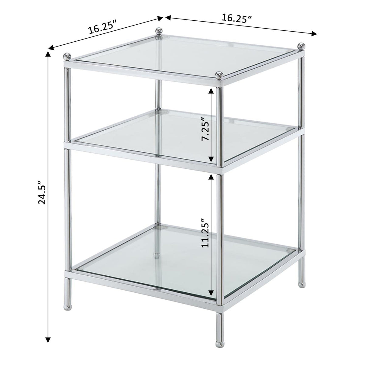 Royal Crest End Table, Chrome / Glass