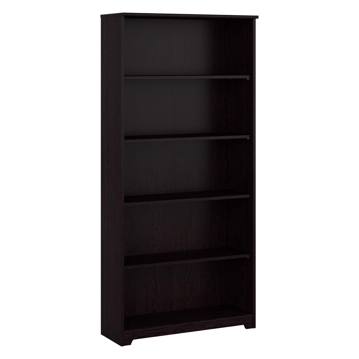 Cabot Tall 5 Shelf Bookcase Large Open Bookshelf in Espresso Oak Sturdy Display Cabinet