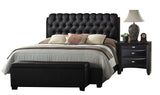 Ireland II Tufted Upholstered Faux Leather King Panel Bed in Black