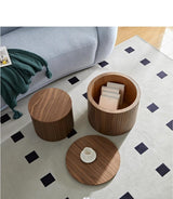 Nesting Coffee Table Set of 2,Modern Round Wooden Coffee Tables