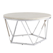 Luna cocktail table, Silver, faux travertine