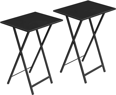 Folding TV Tray Tables, Set of 2 Side Table for Small Space, Industrial Snack Tables