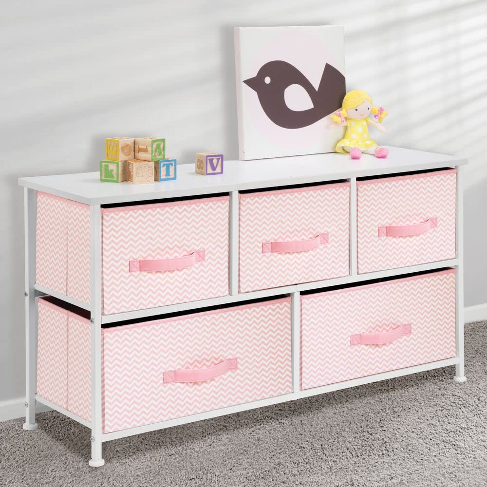 21.65" High Steel Frame/Wood Top Storage Dresser Furniture Unit