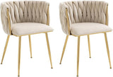 Velvet Dining Chairs Set of 4, Modern Upholstered Dining Chairs with Gold Metal Legs for