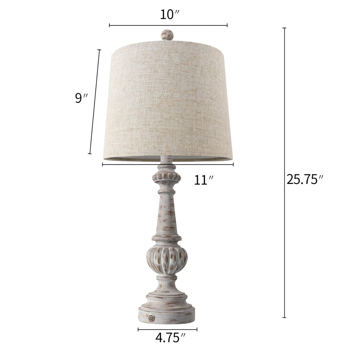 25.75" Traditional 3-Way Dimmable Table Lamp Set of 2 for Living Room Bedside