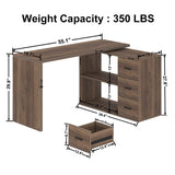 L Shaped Desk with Storage Cabinet, Wood L Shape Desk with Drawers Shelf