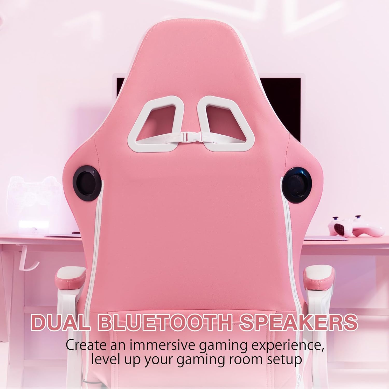 Gaming Chair with Bluetooth Speakers and Massage - Reclining High Back Desk Chair with Footrest, 400lbs Capacity