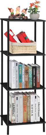 5 Tier Shelves Bookshelf,Tall Narrow Bookcase with Shelves,Wood and Metal Book Shelf Storage Organizer