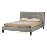 Quincy Linen Platform Bed, Full, Grey