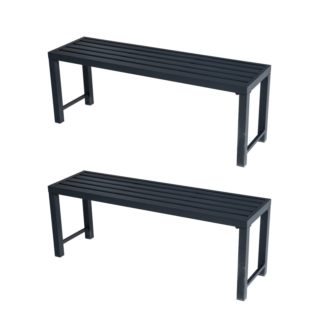 Metal Outdoor Bench Set of 2, 46" Patio Backless Bench for Outdoor
