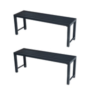 Metal Outdoor Bench Set of 2, 46" Patio Backless Bench for Outdoor