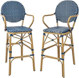 Outdoor Bar Stools Set of 2 | 30 Inch Bar Height Rattan Patio Barstools